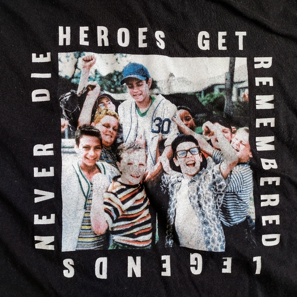 Classic "The Sandlot" Cropped T Shirt XL heroes get remembered legends never die - Picture 2 of 3